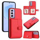 For OPPO Reno12 Pro Global Button Card Bag RFID Anti-theft Phone Case(Red) - 1