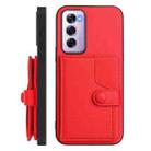 For OPPO Reno12 Pro Global Button Card Bag RFID Anti-theft Phone Case(Red) - 2