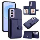 For OPPO Reno12 Pro Global Button Card Bag RFID Anti-theft Phone Case(Blue) - 1