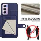 For OPPO Reno12 Pro Global Button Card Bag RFID Anti-theft Phone Case(Blue) - 3