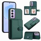For OPPO Reno12 Pro Global Button Card Bag RFID Anti-theft Phone Case(Green) - 1