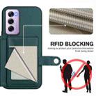 For OPPO Reno12 Pro Global Button Card Bag RFID Anti-theft Phone Case(Green) - 3