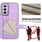 For OPPO Reno12 Pro Global Button Card Bag RFID Anti-theft Phone Case(Purple) - 3