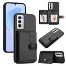 For OPPO Reno12 Global Button Card Bag RFID Anti-theft Phone Case(Black) - 1