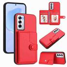For OPPO Reno12 Global Button Card Bag RFID Anti-theft Phone Case(Red) - 1