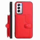 For OPPO Reno12 Global Button Card Bag RFID Anti-theft Phone Case(Red) - 2