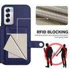 For OPPO Reno12 Global Button Card Bag RFID Anti-theft Phone Case(Blue) - 3