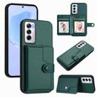 For OPPO Reno12 Global Button Card Bag RFID Anti-theft Phone Case(Green) - 1