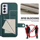 For OPPO Reno12 Global Button Card Bag RFID Anti-theft Phone Case(Green) - 3