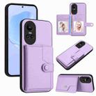 For OPPO Reno10 Global Button Card Bag RFID Anti-theft Phone Case(Purple) - 1