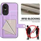 For OPPO Reno10 Global Button Card Bag RFID Anti-theft Phone Case(Purple) - 3