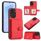 For OPPO Reno11 Pro Global Button Card Bag RFID Anti-theft Phone Case(Red) - 1