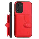 For OPPO Reno11 Pro Global Button Card Bag RFID Anti-theft Phone Case(Red) - 2
