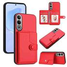 For OPPO K12 5G Button Card Bag RFID Anti-theft Phone Case(Red) - 1