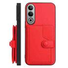 For OPPO K12 5G Button Card Bag RFID Anti-theft Phone Case(Red) - 2