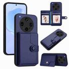 For OPPO Find X8 Ultra Button Card Bag RFID Anti-theft Phone Case(Blue) - 1