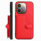 For OPPO A5 Energy / A5 Pro 5G Global Button Card Bag RFID Anti-theft Phone Case(Red) - 2