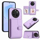 For Realme 12 Pro+ / 12 Pro Button Card Bag RFID Anti-theft Phone Case(Purple) - 1