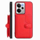 For Realme 14 Button Card Bag RFID Anti-theft Phone Case(Red) - 2