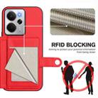 For Realme 14 Button Card Bag RFID Anti-theft Phone Case(Red) - 3