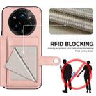 For Realme 14 Pro+ Button Card Bag RFID Anti-theft Phone Case(Pink) - 3