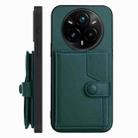 For Realme 14 Pro+ Button Card Bag RFID Anti-theft Phone Case(Green) - 2
