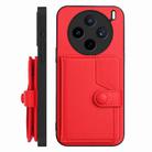 For vivo X200s Button Card Bag RFID Anti-theft Phone Case(Red) - 2