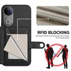 For vivo V50 / V50e Button Card Bag RFID Anti-theft Phone Case(Black) - 3