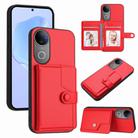 For vivo V50 / V50e Button Card Bag RFID Anti-theft Phone Case(Red) - 1