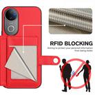 For vivo V50 / V50e Button Card Bag RFID Anti-theft Phone Case(Red) - 3