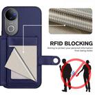For vivo V50 / V50e Button Card Bag RFID Anti-theft Phone Case(Blue) - 3