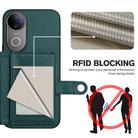 For vivo V50 / V50e Button Card Bag RFID Anti-theft Phone Case(Green) - 3