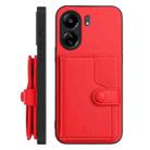 For Xiaomi Poco C65 Button Card Bag RFID Anti-theft Phone Case(Red) - 2