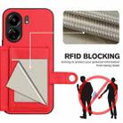 For Xiaomi Poco C65 Button Card Bag RFID Anti-theft Phone Case(Red) - 3