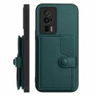 For Xiaomi Poco F5 Pro 5G Button Card Bag RFID Anti-theft Phone Case(Green) - 2