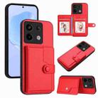 For Xiaomi Poco X6 Button Card Bag RFID Anti-theft Phone Case(Red) - 1