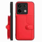 For Xiaomi Poco X6 Button Card Bag RFID Anti-theft Phone Case(Red) - 2