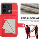 For Xiaomi Poco X6 Button Card Bag RFID Anti-theft Phone Case(Red) - 3