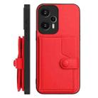 For Xiaomi Poco F5 5G Button Card Bag RFID Anti-theft Phone Case(Red) - 2