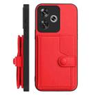 For Xiaomi Poco F6 5G India Button Card Bag RFID Anti-theft Phone Case(Red) - 2