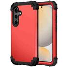 For Samsung Galaxy S24 FE 5G 3 in 1 Silicone Hybrid PC Shockproof Phone Case(Red Black) - 2