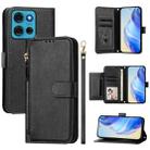 For Motorola Moto G75 5G Multi-Card Slots Zipper Wallet Leather Phone Case(Black) - 1