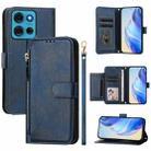 For Motorola Moto G75 5G Multi-Card Slots Zipper Wallet Leather Phone Case(Blue) - 1