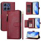 For Motorola Edge 60 Fusion / Edge 5G 2025 Multi-Card Slots Zipper Wallet Leather Phone Case(Dark Red) - 1