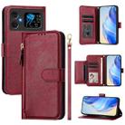 For Cubot A20 Multi-Card Slots Zipper Wallet Leather Phone Case(Dark Red) - 1