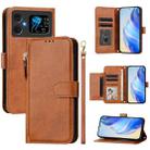 For Cubot A20 Multi-Card Slots Zipper Wallet Leather Phone Case(Brown) - 1