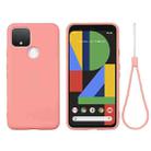 For Google Pixel 5 Pure Color Liquid Silicone Shockproof Full Coverage Case(Pink) - 1