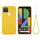 For Google Pixel 4a 5G Pure Color Liquid Silicone Shockproof Full Coverage Case(Yellow) - 1