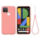 For Google Pixel 4a 5G Pure Color Liquid Silicone Shockproof Full Coverage Case(Pink) - 1