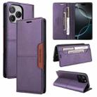 For iPhone 11 Pro Max GQUTROBE G01 RFID Anti-theft Leather Phone Case(Purple) - 1